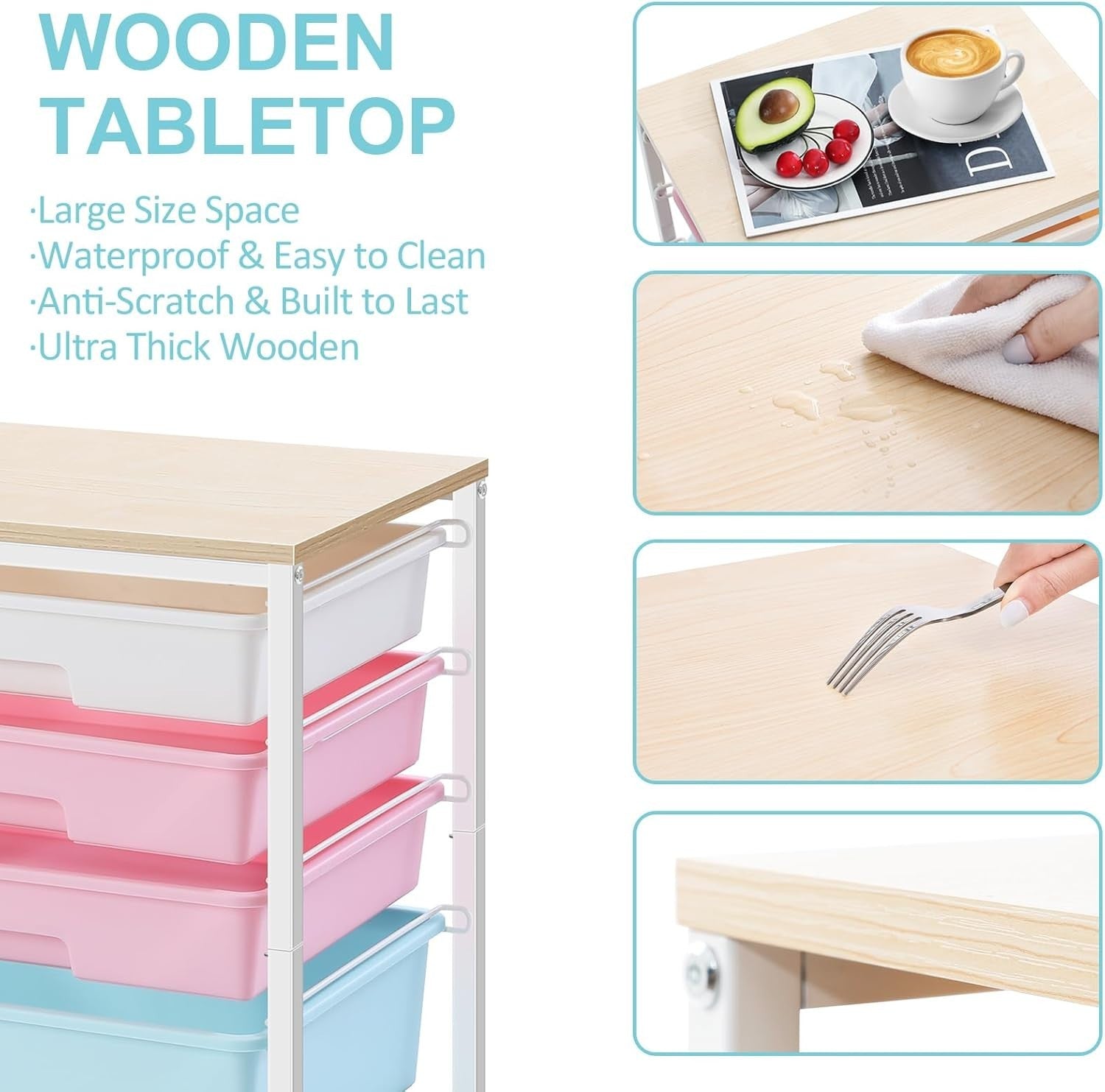 5 Drawer Rolling Storage Trolley Multicolor Organizer Cart on Wheels