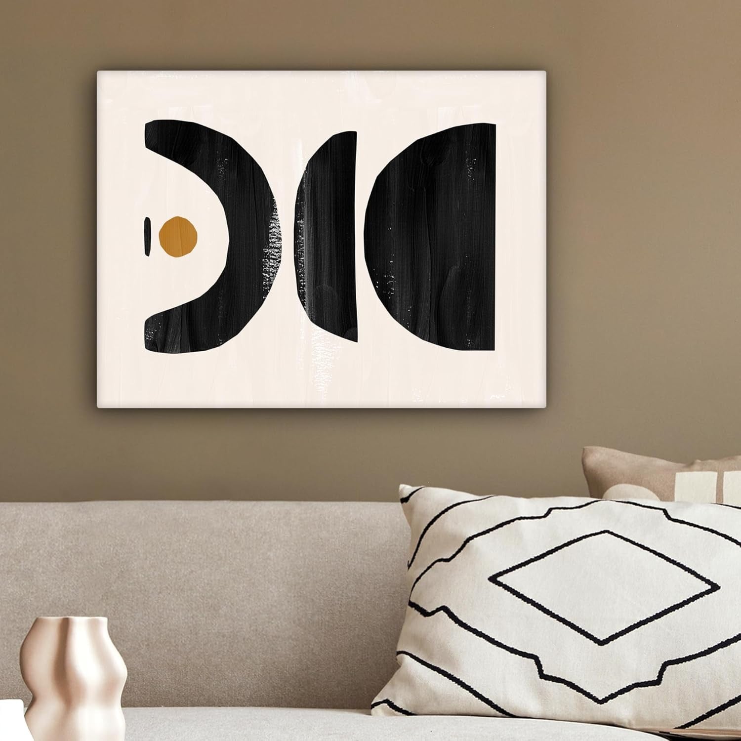 Black Beige Abstract Canvas Wall Art 40x30cm Modern Framed Print