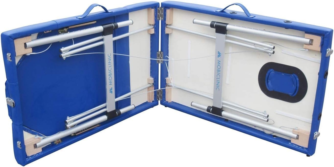 Portable 3-Section Aluminium Massage Table Adjustable Therapy Beauty Bed Blue