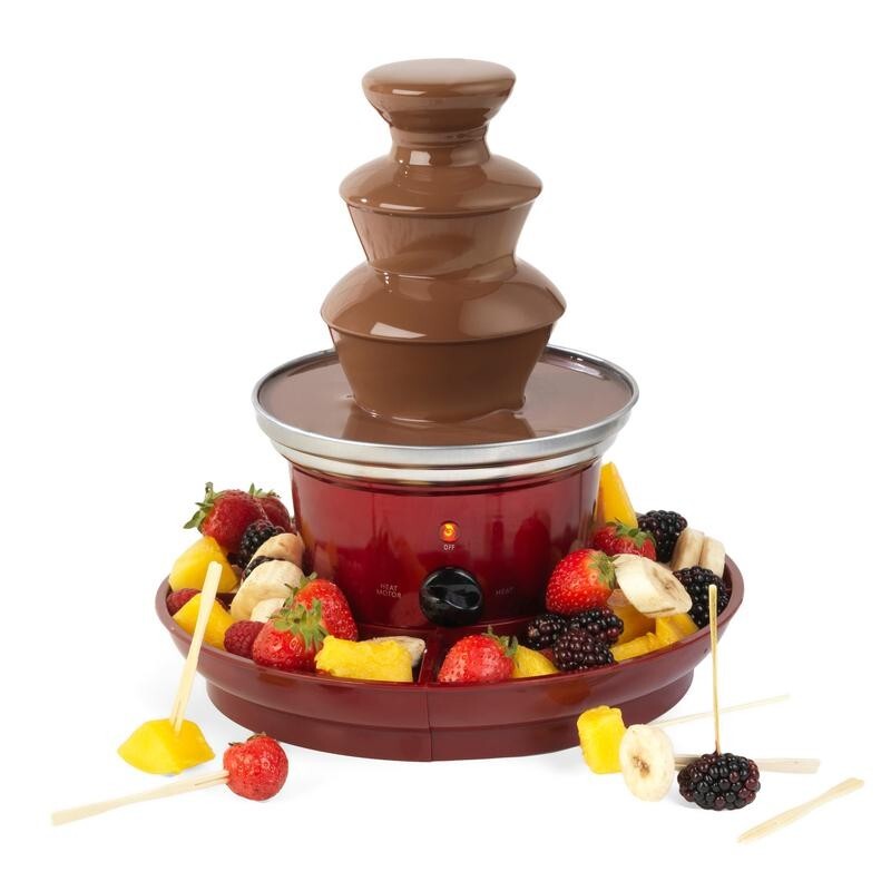 3-Tier Chocolate Fountain Party Dipper 90W Skewers Tray Gift