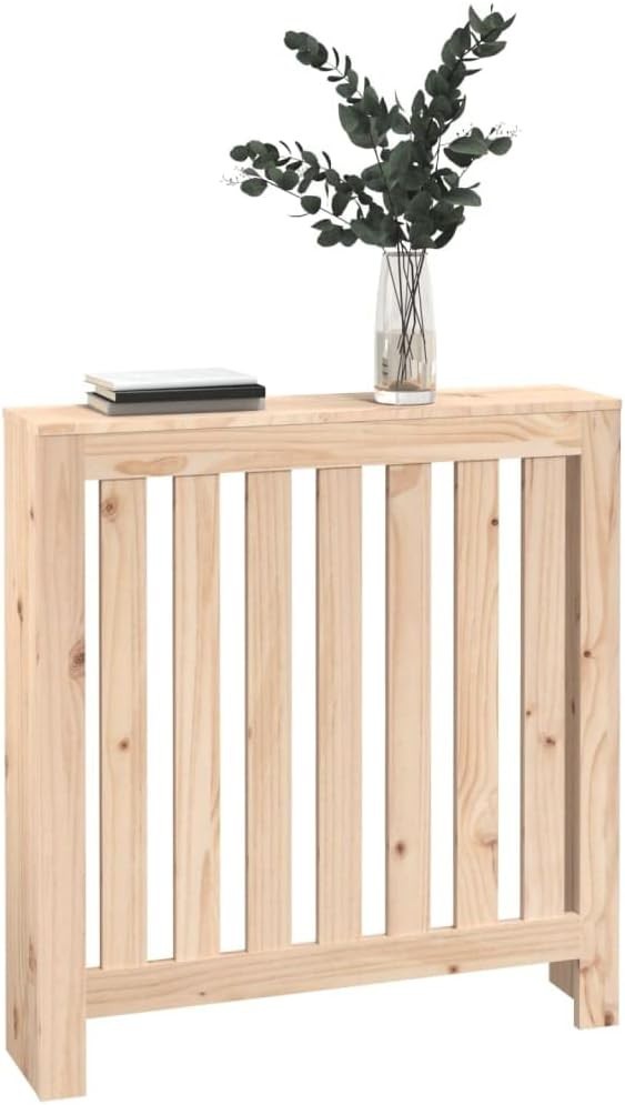 Natural Solid Pine Radiator Cover 79.5x19x84cm – Modern Slatted Heater Cabinet