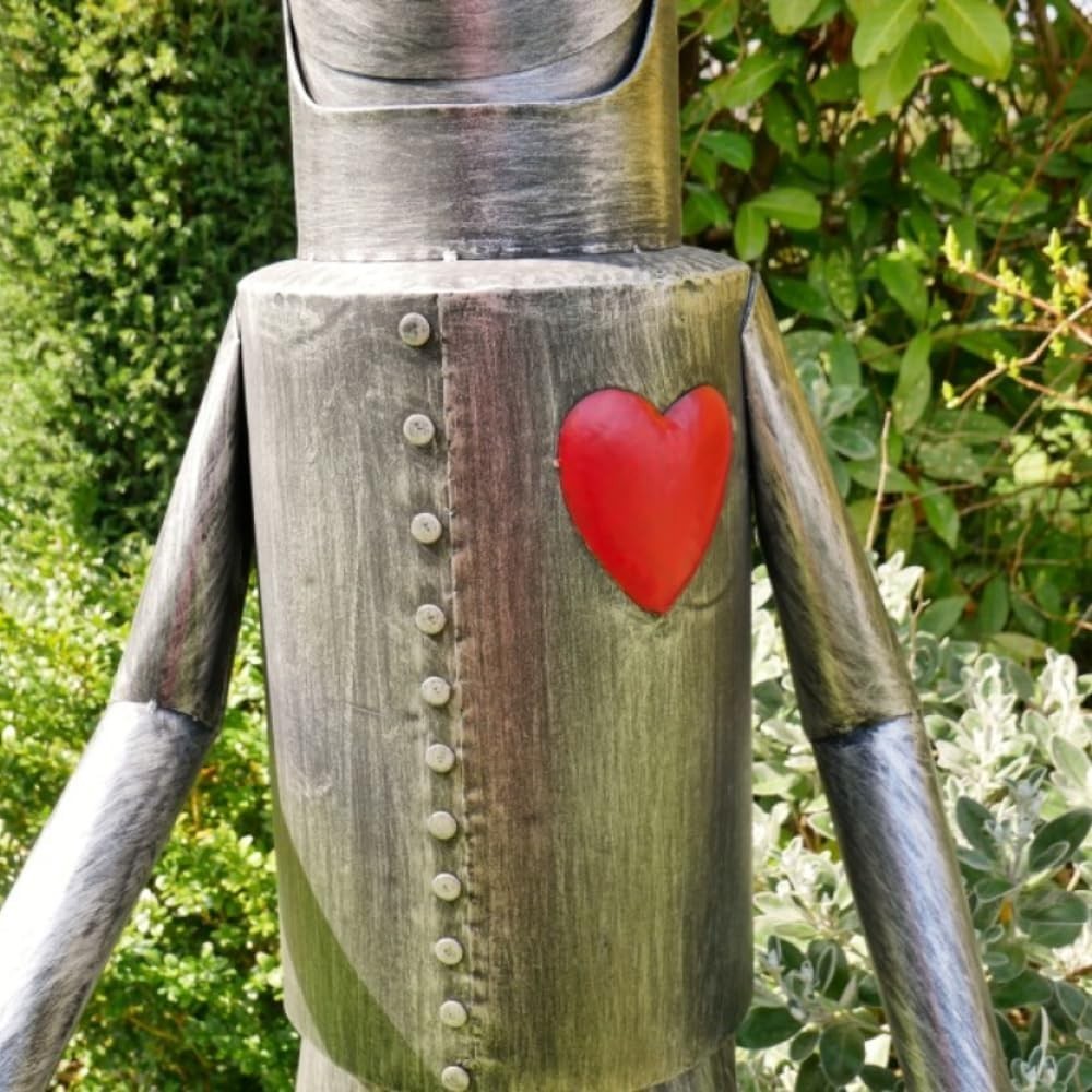 Large Tin Man Garden Ornament 135cm Outdoor Metal Statue Retro Lawn Sculpture