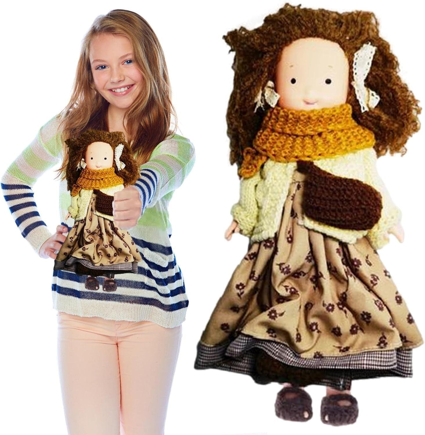 26cm Waldorf Style Handmade Rag Doll Plush Styling Hair Eco Gift Kids