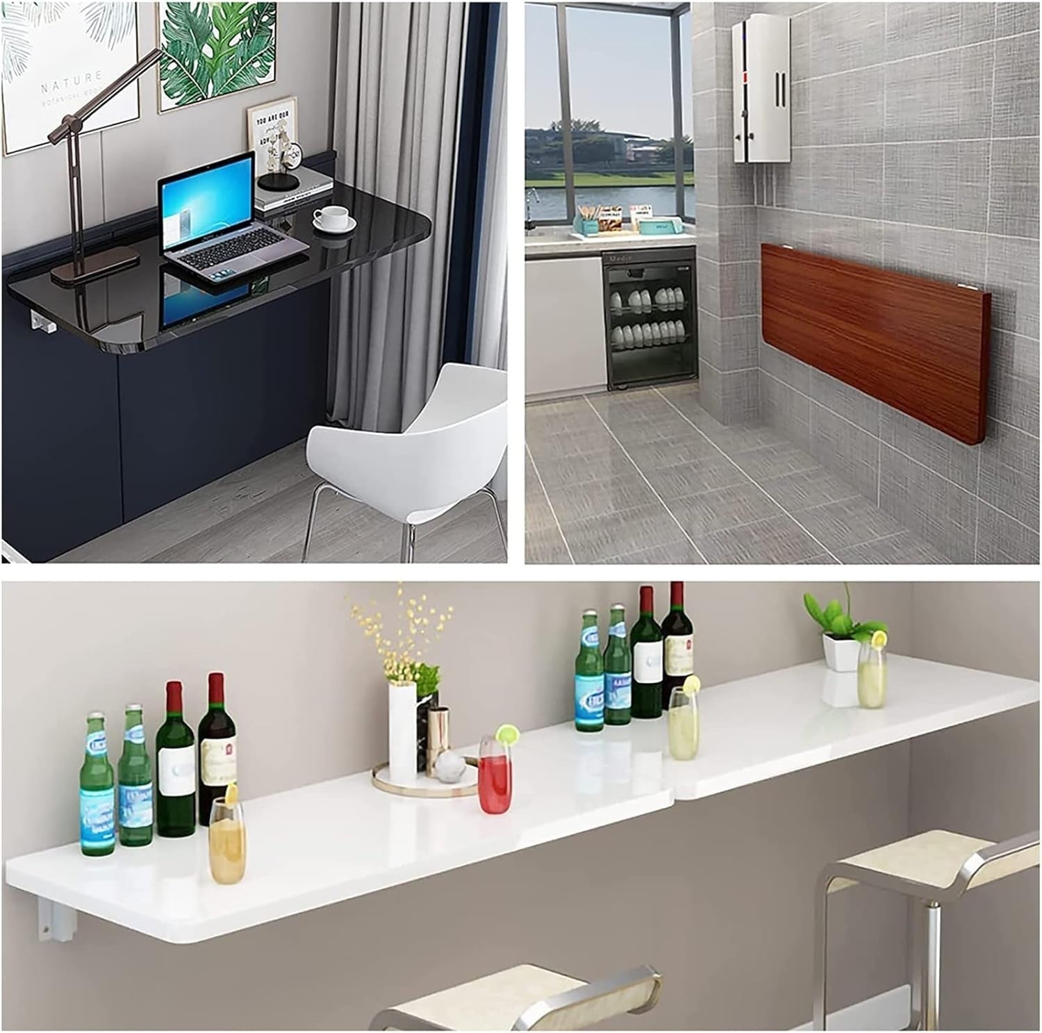 Wall-Mounted Folding Desk 50x50cm Space-Saving Drop-Leaf Table for Home Office