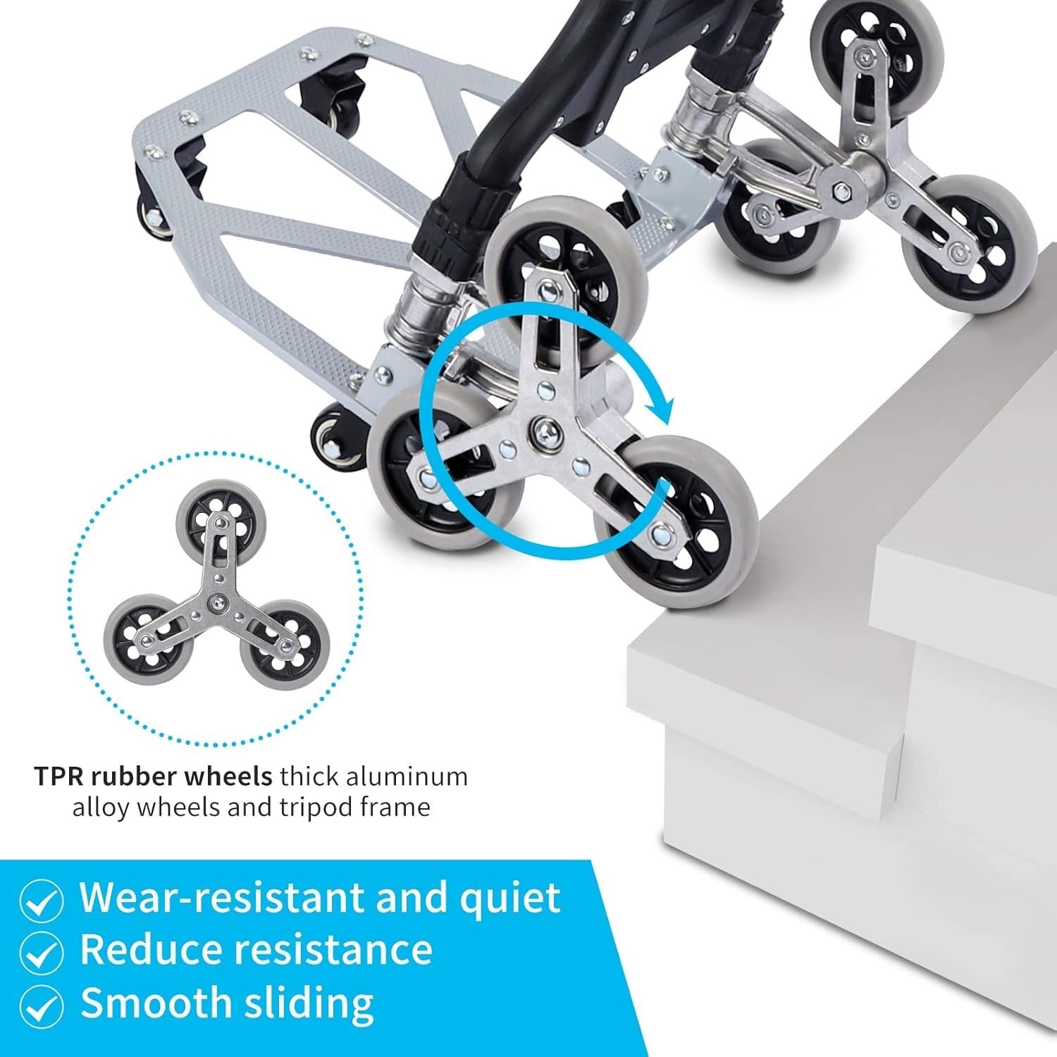 Aluminium Stair Climbing Hand Truck 10 Wheel Folding Dolly Cart