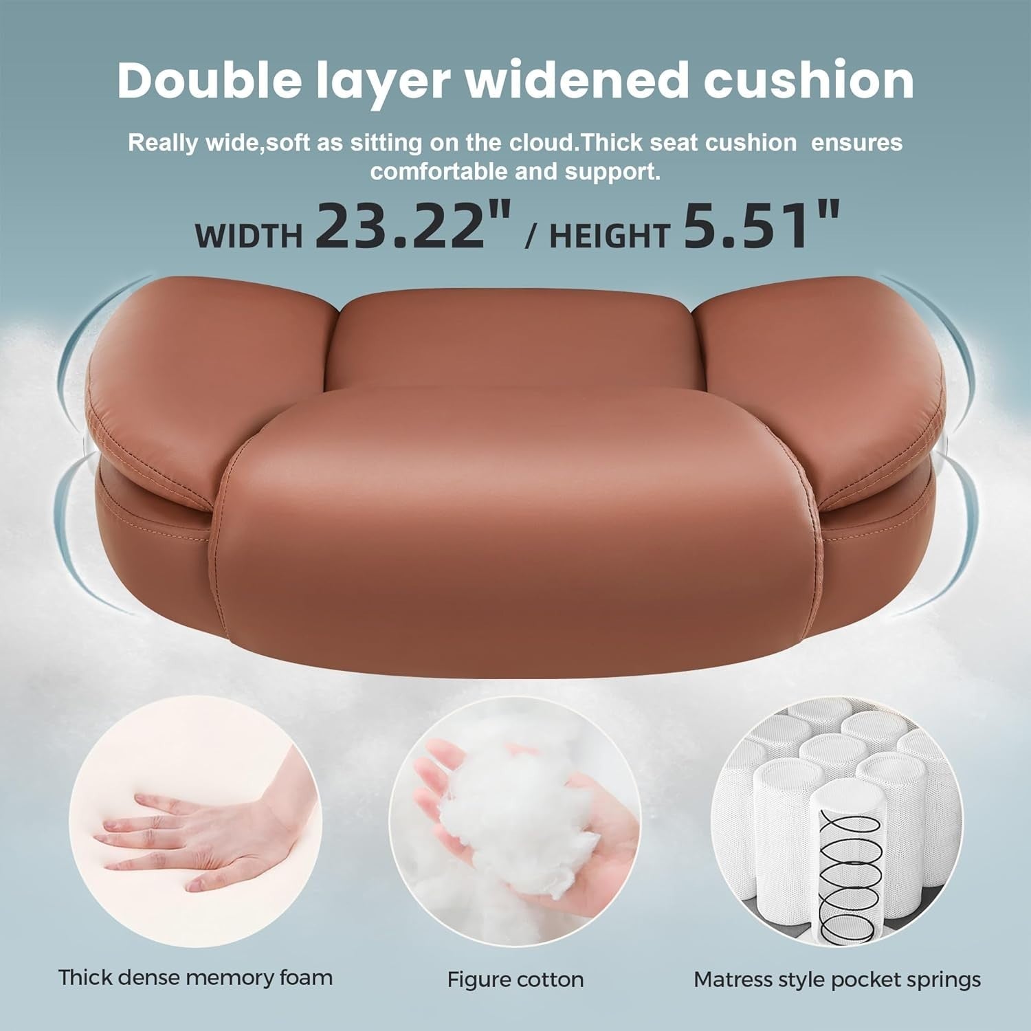 High Back Leather Office Chair Executive Memory Foam Seat Brown 400lbs Max