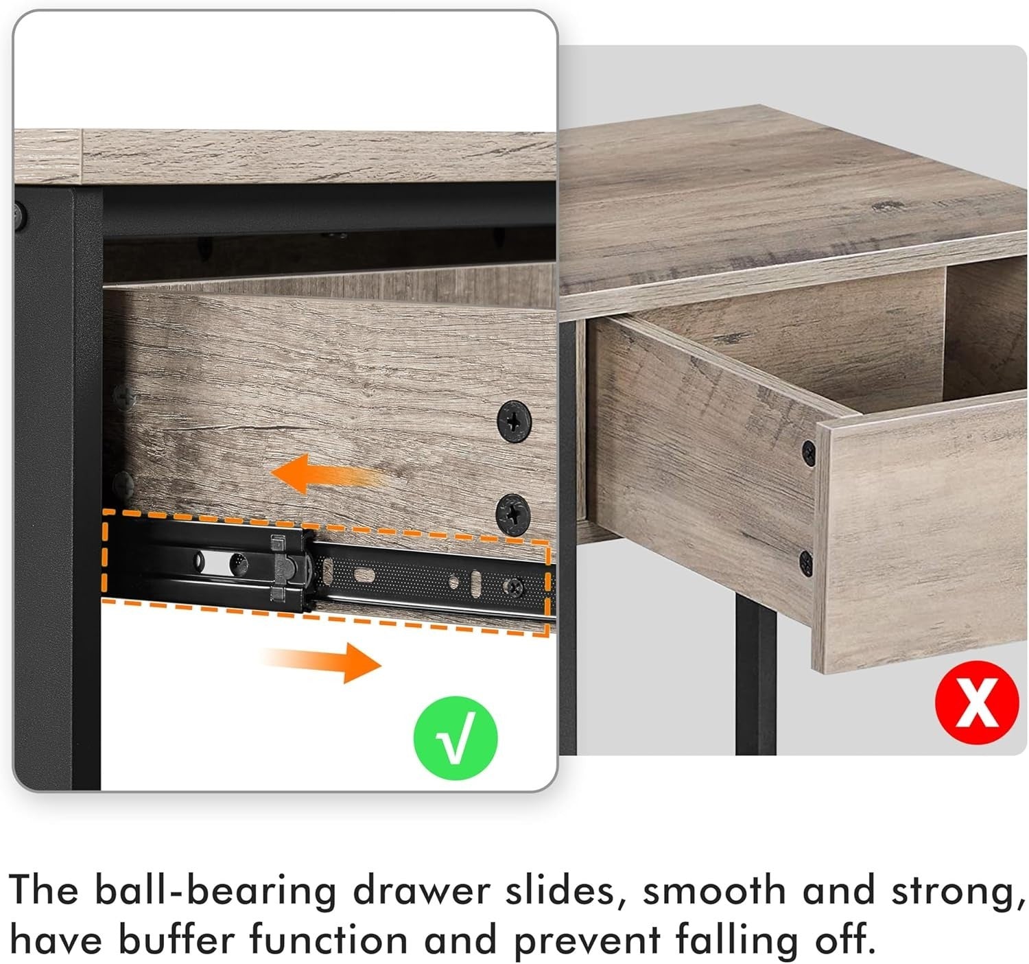 Industrial Console Table with Drawer & 2 Shelves, Durable Metal Frame, Grey