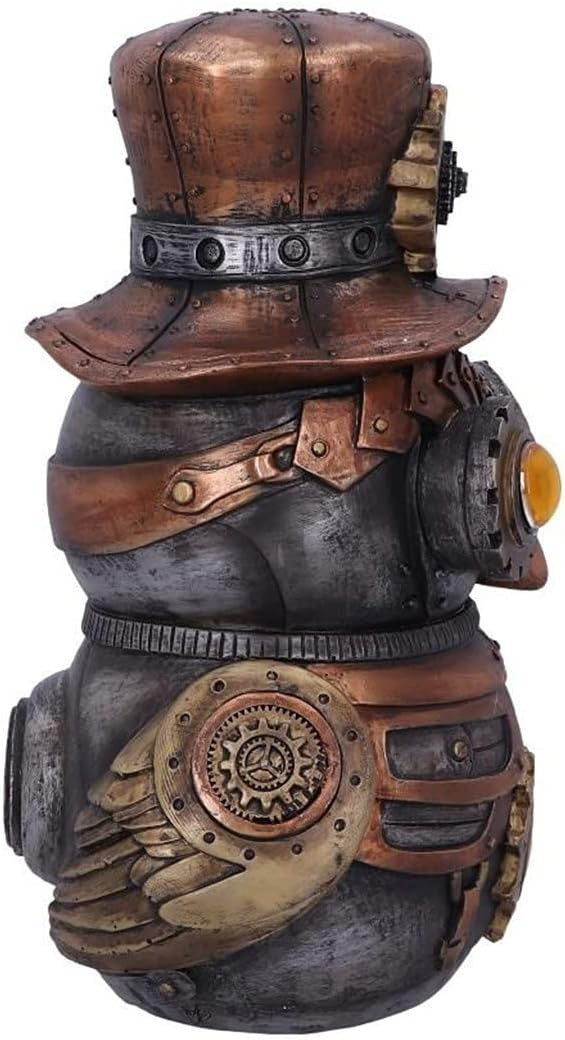 Steampunk Owl Figurine 22.7cm Bronze Resin Ornament Clockwork Top Hat Decor
