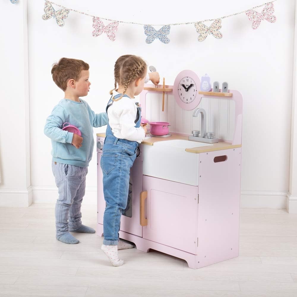 Wooden Kids Play Kitchen Pretend Cooking Set Oven Sink Accessories