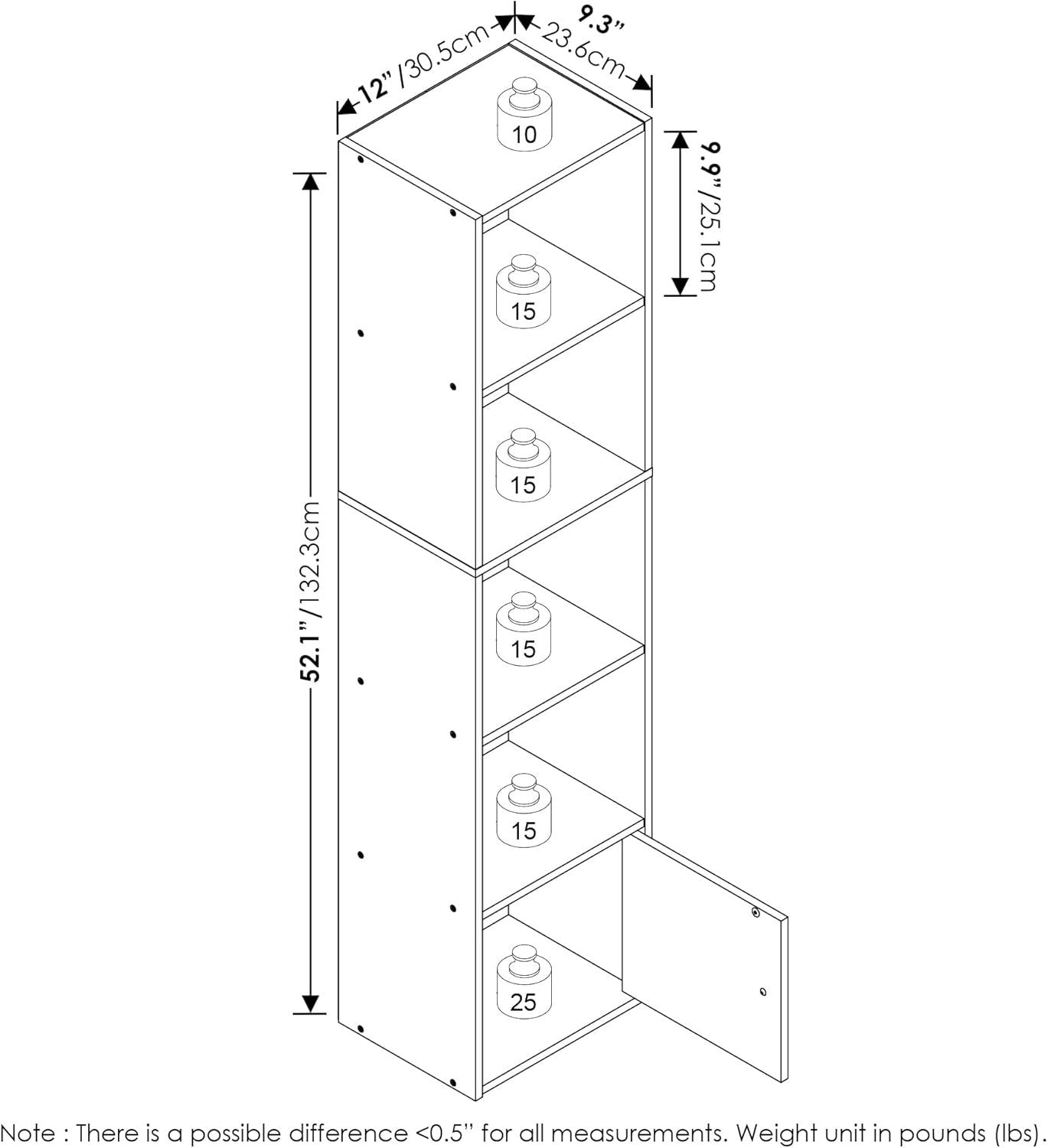 5-Tier Blackwood Bookshelf with Cabinet Storage Modern Display Shelf