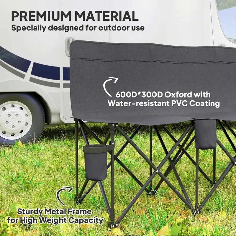 6 Seater Folding Sports Bench Outdoor Team Spectator Portable Charcoal Grey