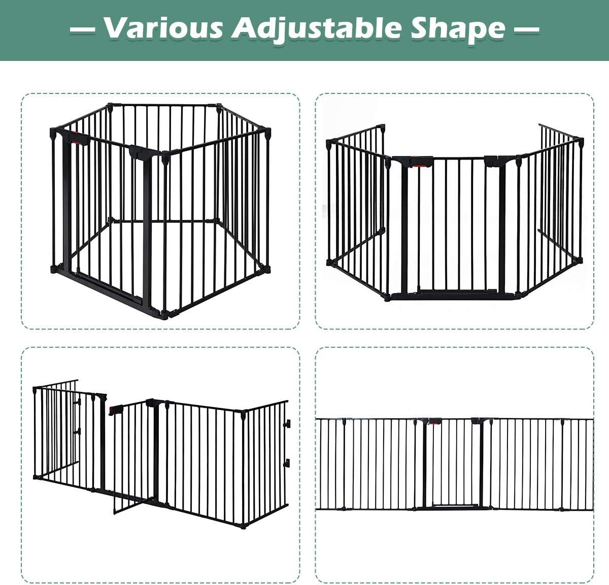 Metal Baby Safety Playpen Black Auto Close Gate Fireplace Pet Fence