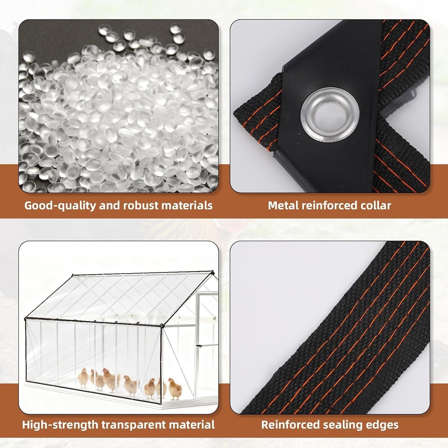 2PCS 4x2M Clear Chicken Coop Cover Waterproof PVC Tarp