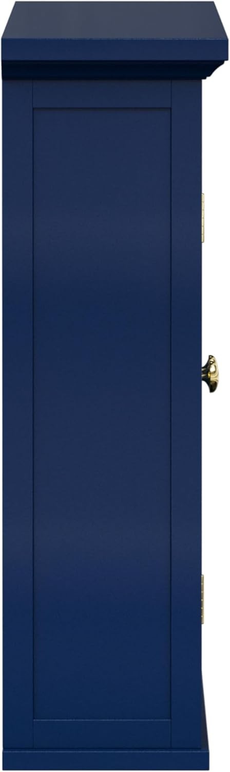 Farmhouse Wall Cabinet Navy Two-Door Storage with Adjustable Shelf 51x18x61cm
