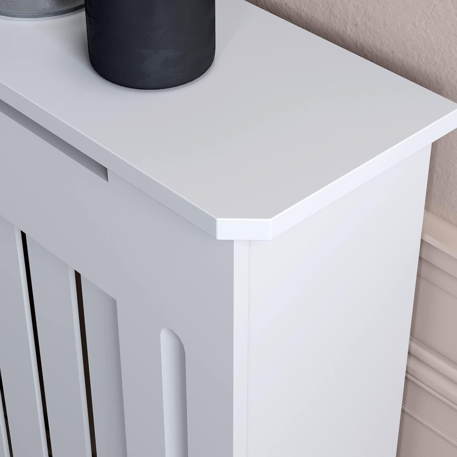Modern Radiator Cover Cabinet White Slat MDF Medium Heater Shelf Unit