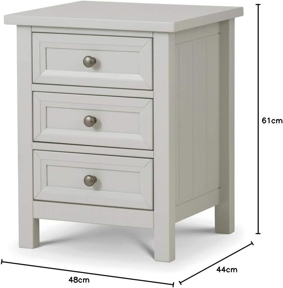 Grey 3 Drawer Bedside Table, Modern Wooden Nightstand with Storage Drawers