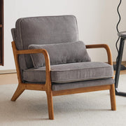 Mid Century Corduroy Armchair Lounge Reading Chair with Cushions Grey