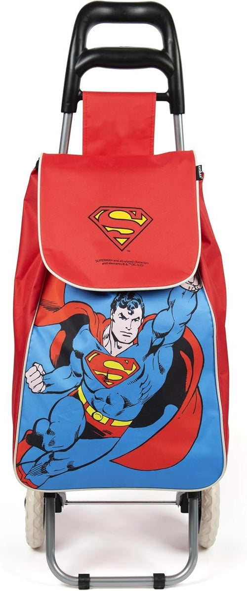 38L Foldable Superman Shopping Trolley Water-Resistant Wheels Grey