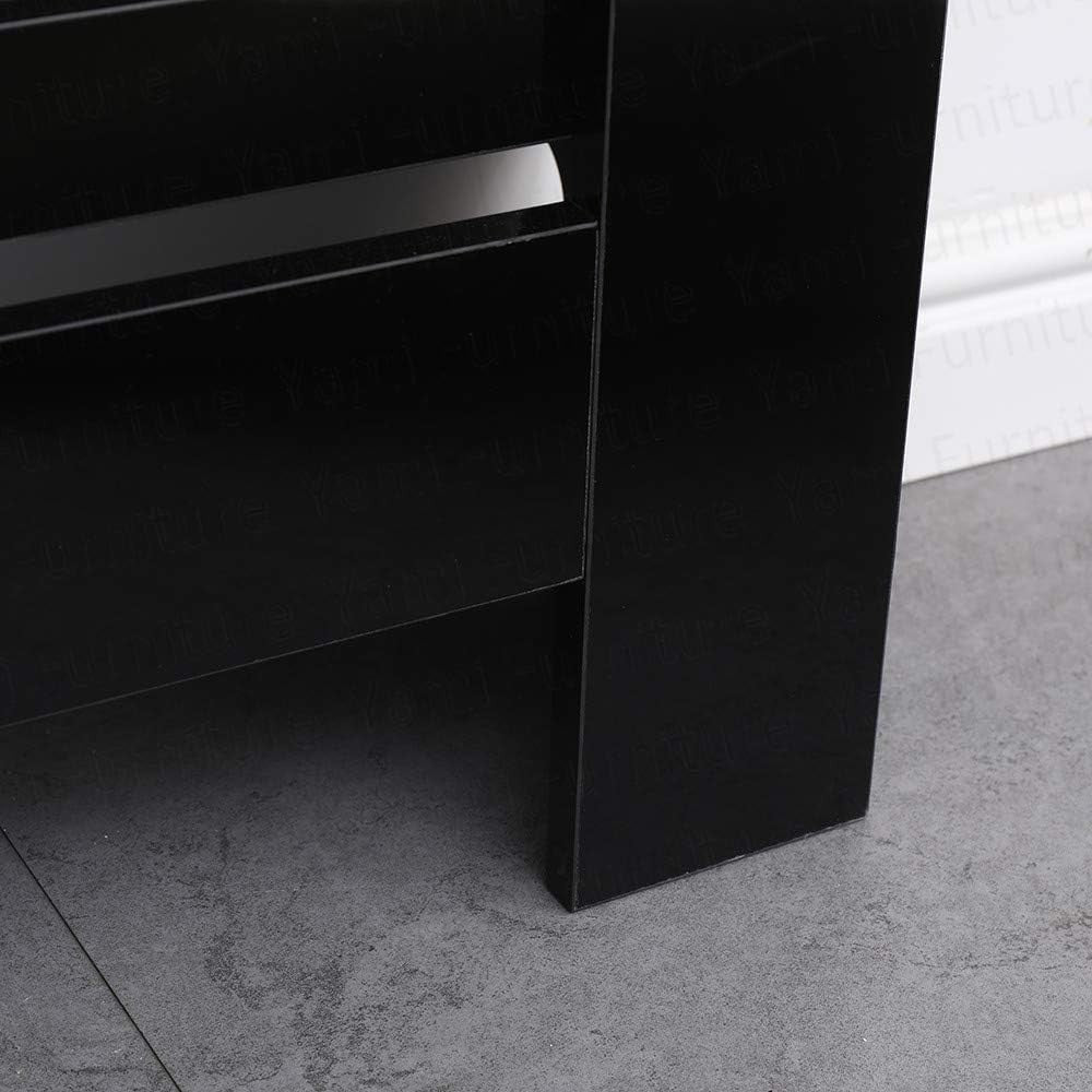 High Gloss Radiator Cover Modern Slatted Cabinet Medium Black
