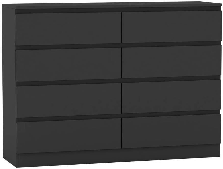 Modern Black Chest of 8 Drawers Storage Unit for Bedroom or Office Use