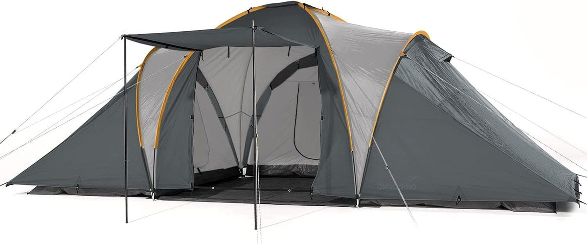 6 Man Family Dome Tent 3000mm Waterproof 3 Cabins Sun Canopy