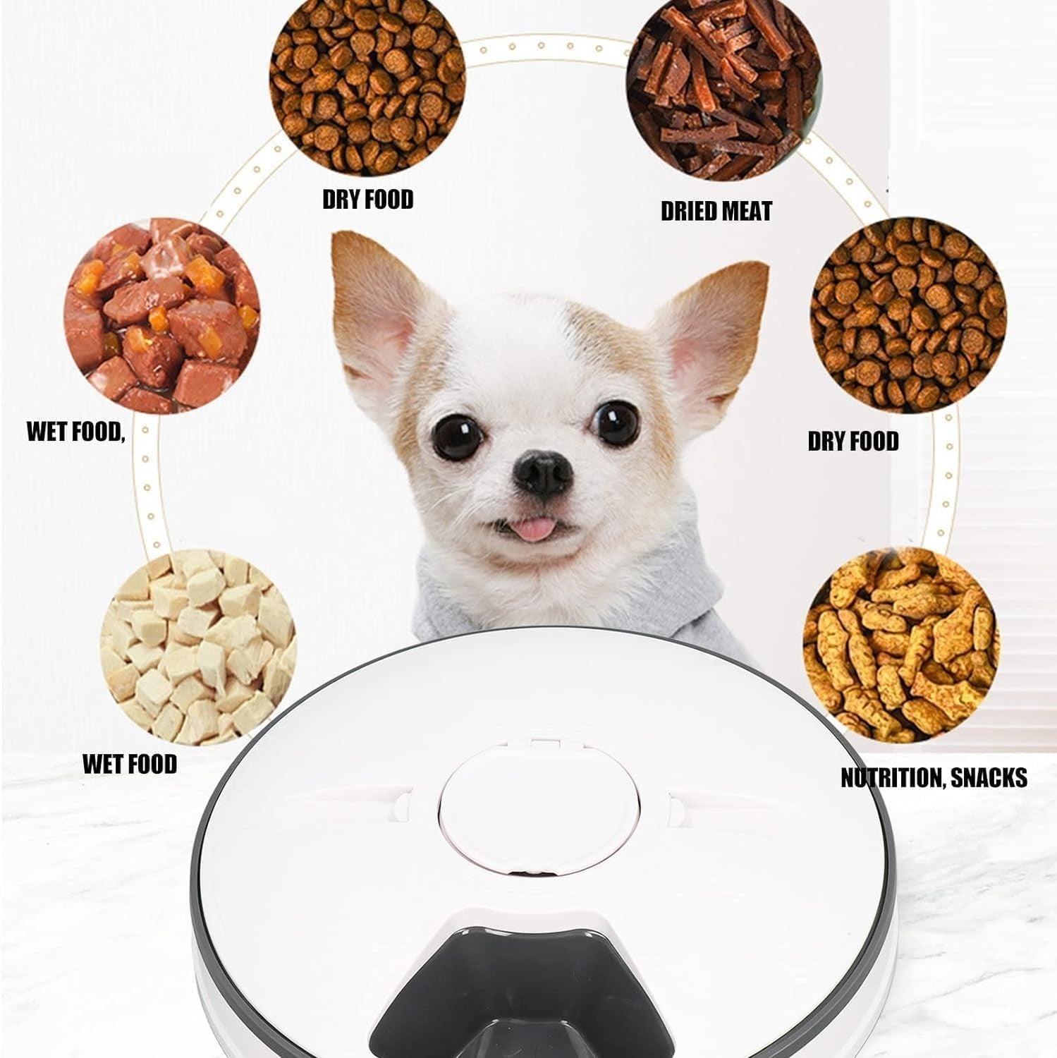 Automatic Pet Feeder 6 Meal Timer Food Dispenser Wet Dry Cat Dog Bowl