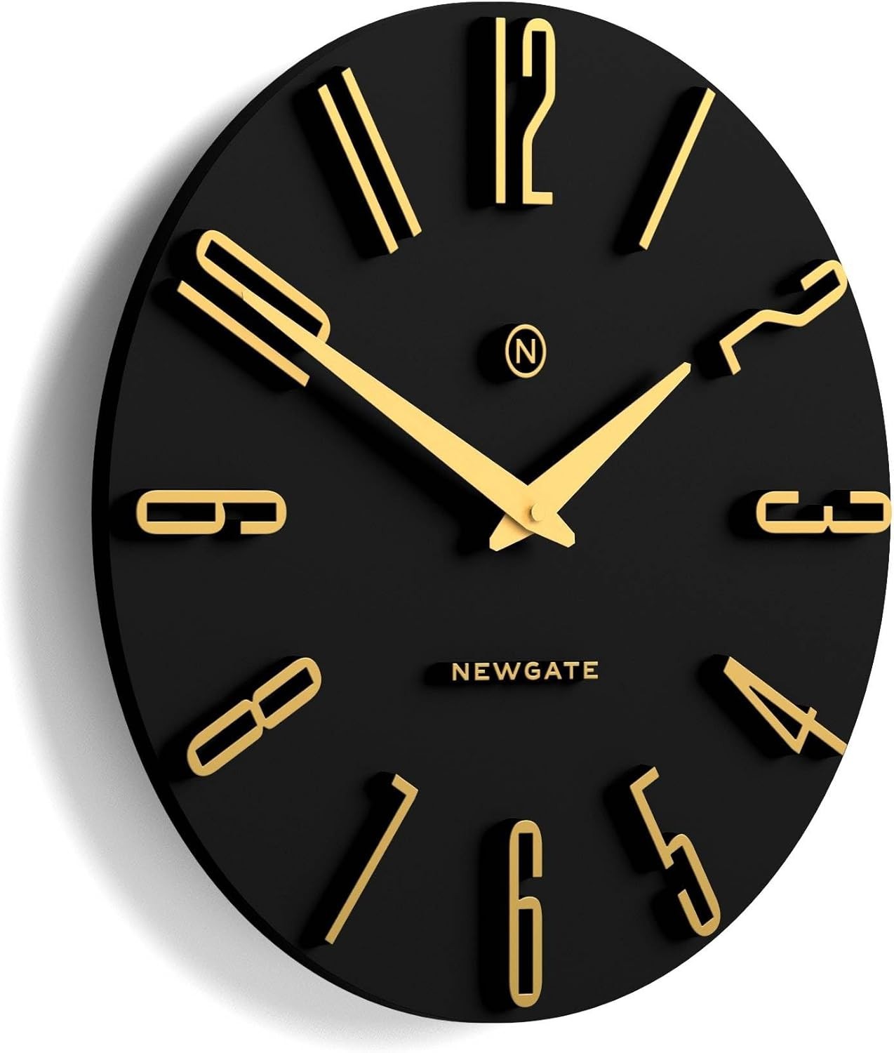 Modern Black Gold Wall Clock 40cm Silent Non-Ticking Retro Decor