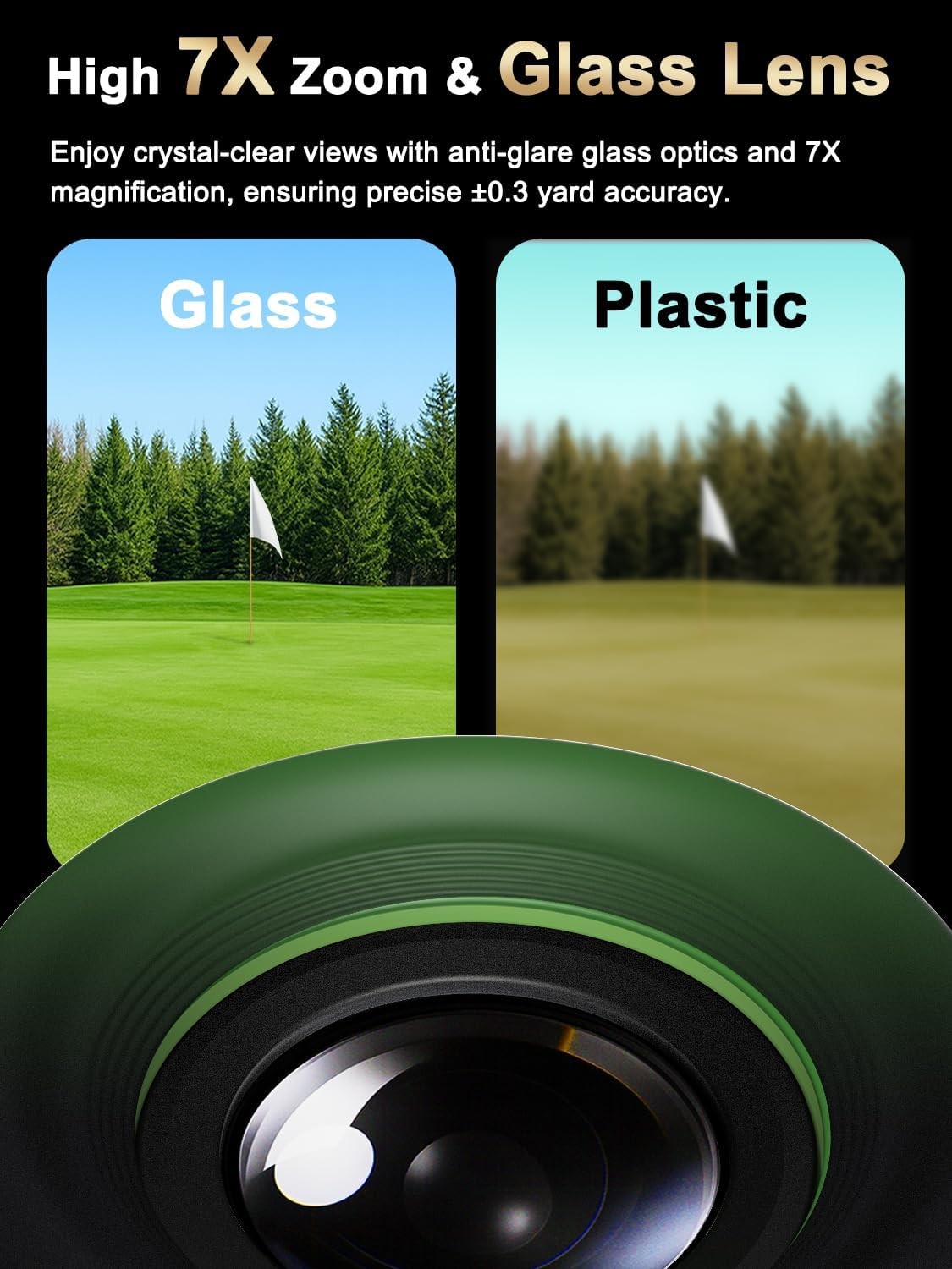 Golf Rangefinder with Slope 1300Y Flag Lock 7X Zoom Magnetic Rechargeable