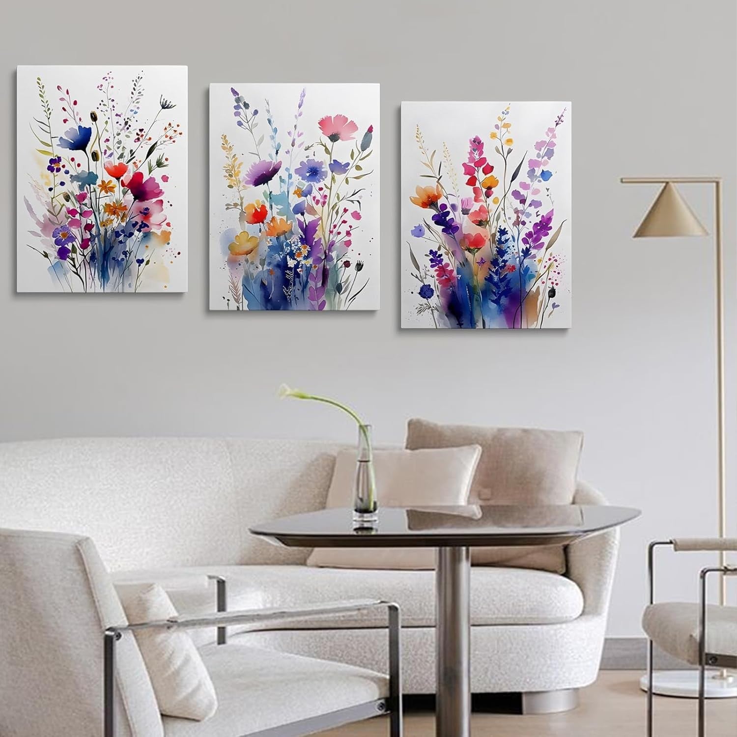 Floral Canvas Wall Art 12x16in Framed Colourful Flower Print