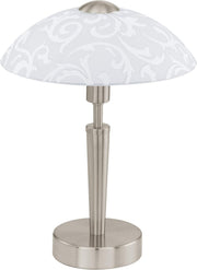 Touch Dimmer Table Lamp Satin Nickel White Glass Bedside Desk Light