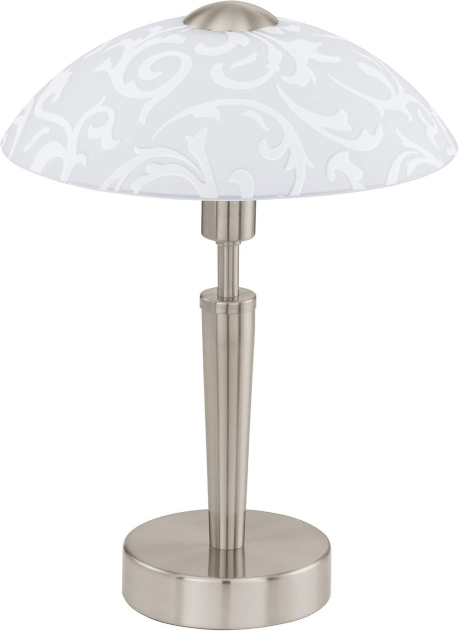 Touch Dimmer Table Lamp Satin Nickel White Glass Bedside Desk Light