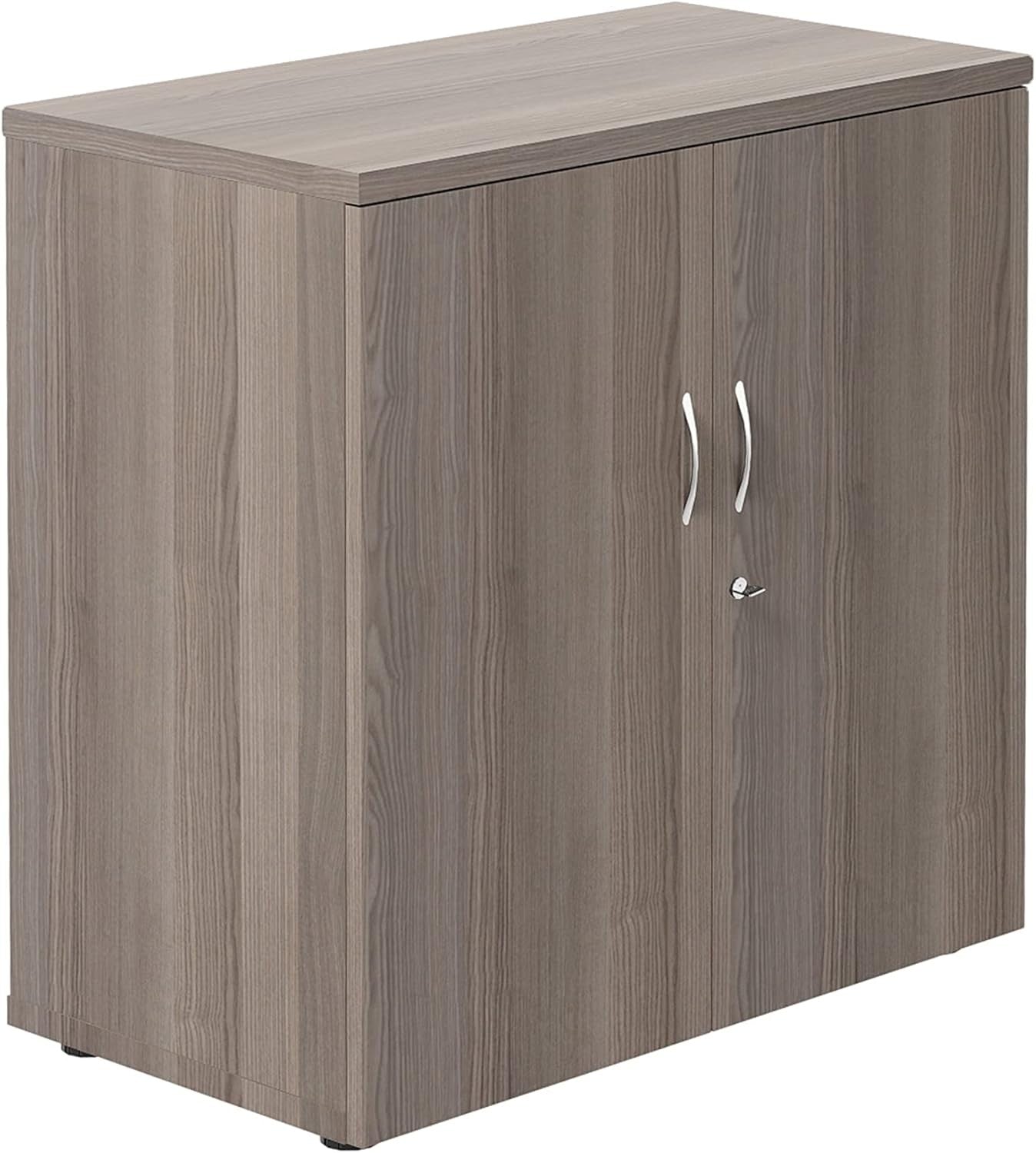 Grey Oak Office Cupboard Double Door Lockable Storage Cabinet with Shelf