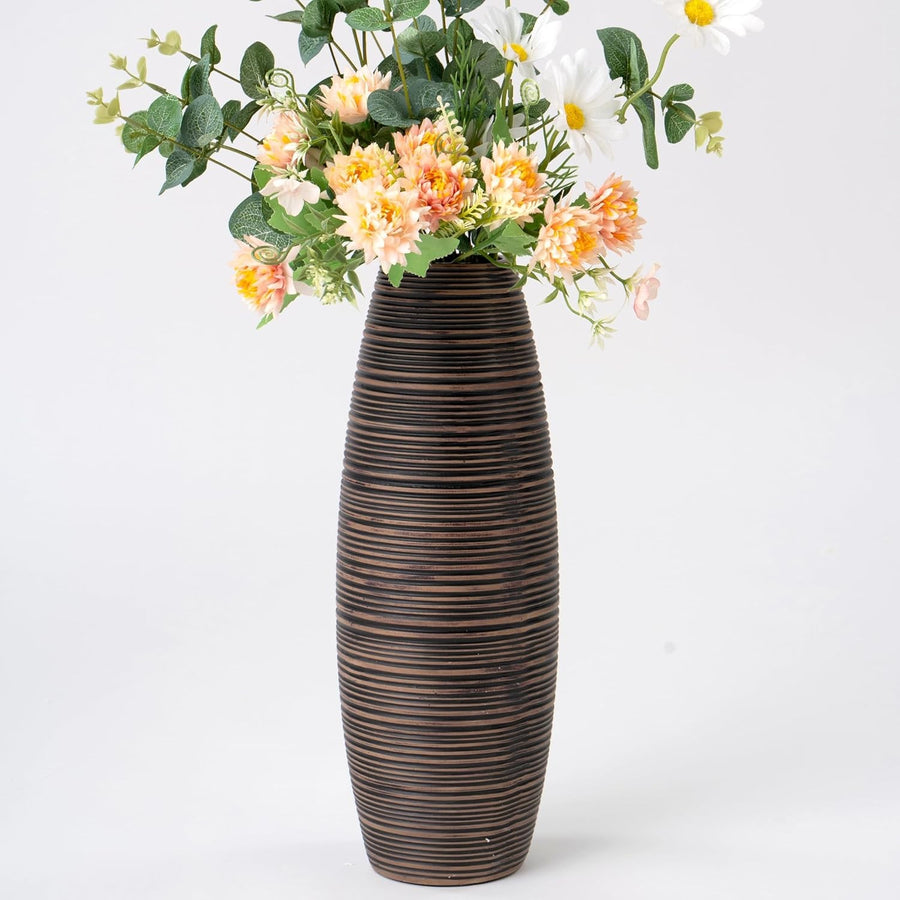 Large Brown Floor Vase 36cm Tall Modern Pampas Grass Home Décor