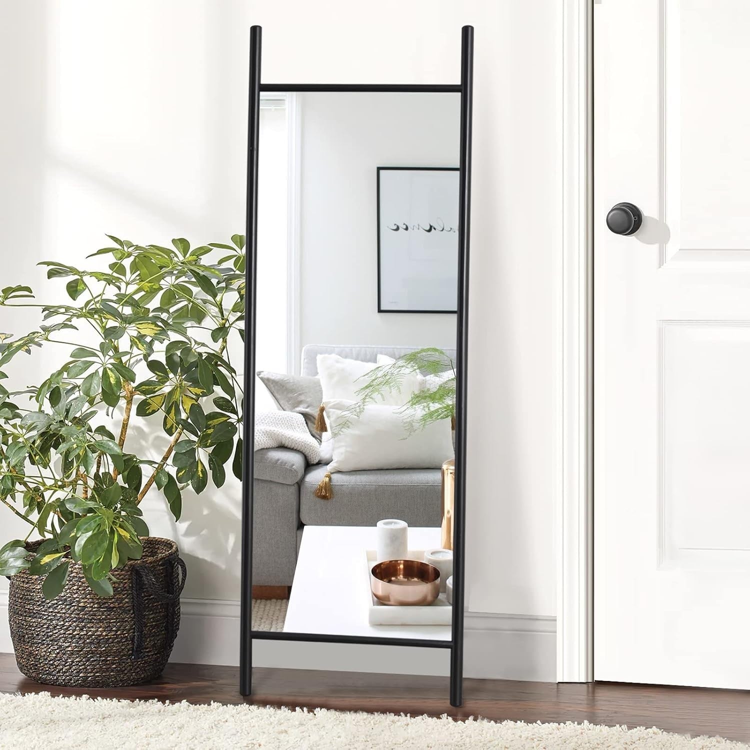 Large Full-Length Ladder Style Wall Mirror 165x55cm Solid Wood Frame