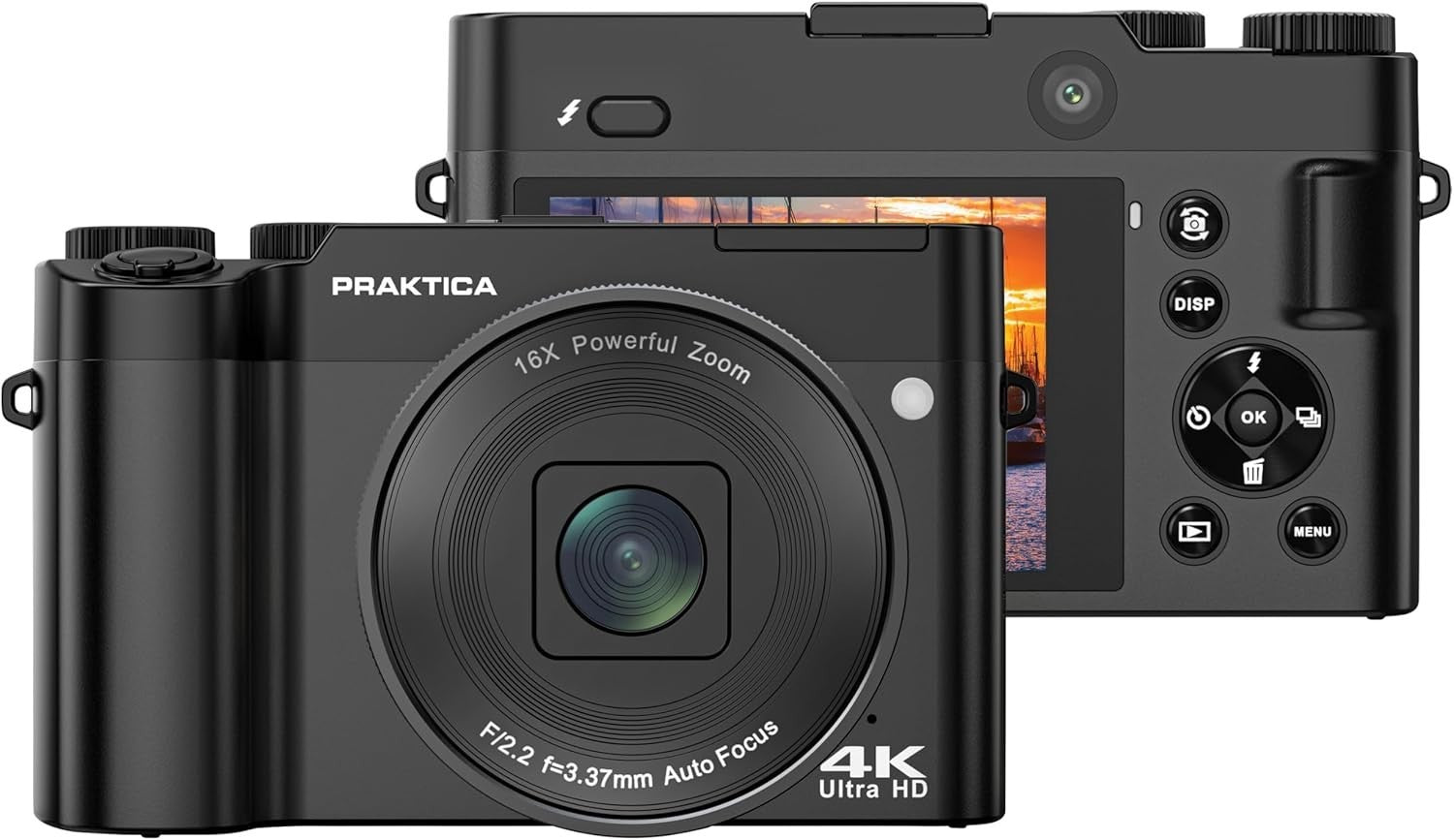 4K Mirrorless Camera 64MP 16X Zoom Dual Lens Autofocus USB-C Vlogging