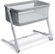 Bedside Baby Crib Adjustable Bassinet with Mattress & Wheels, Breathable Grey