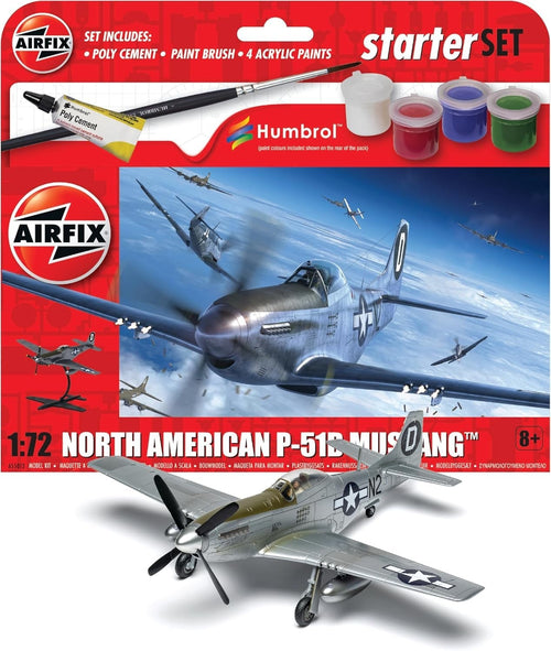 North American P-51D Mustang Model Kit 1:72 Scale w/ Paints, Decals & Glue