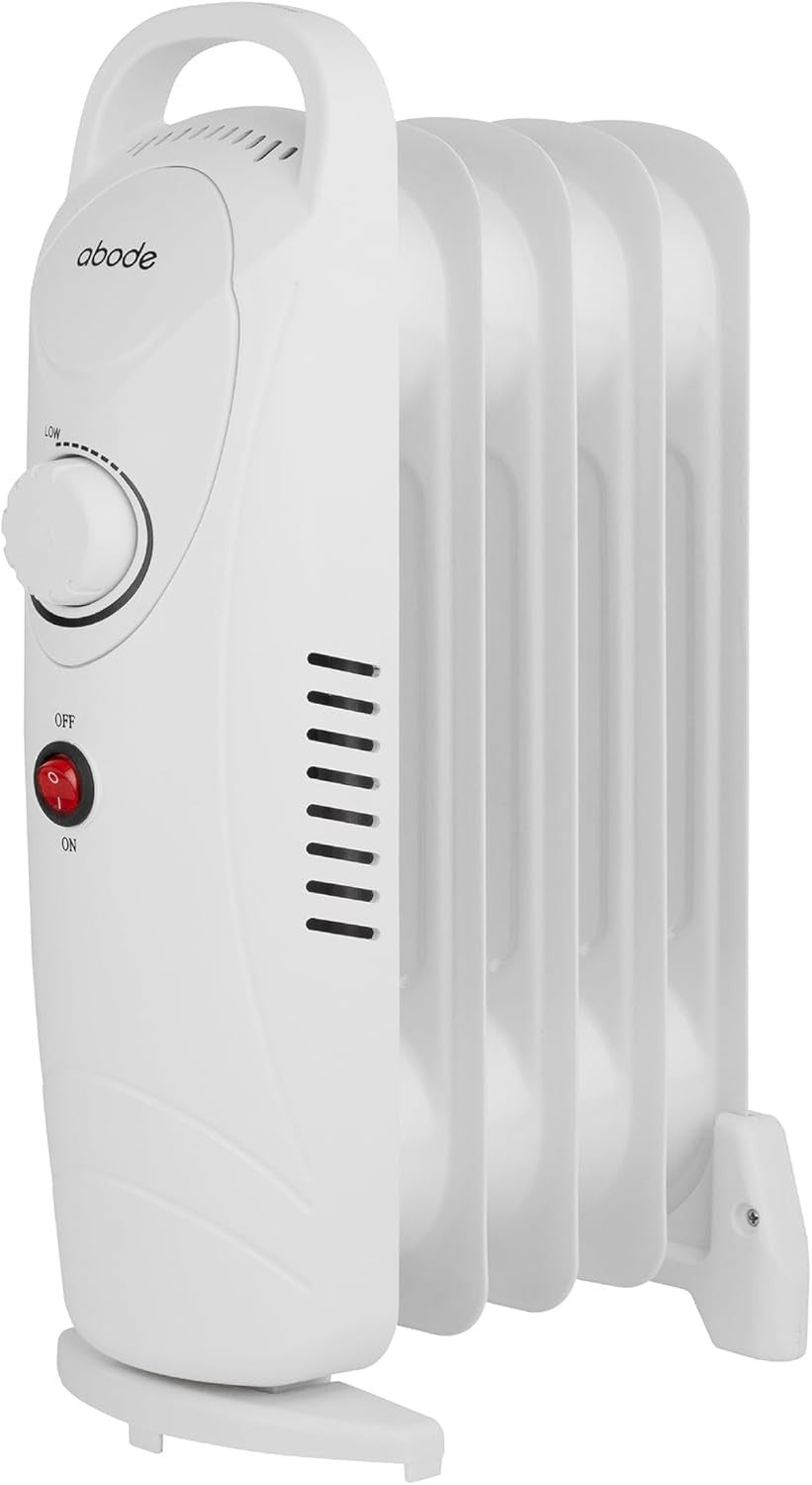 650W Oil Filled Radiator Heater 5 Fin Portable Electric Thermostat