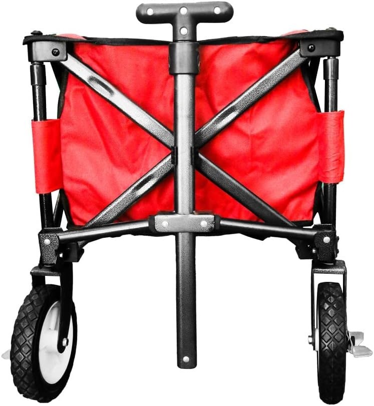 Red 80kg Folding Garden Trolley with Cover Collapsible Camping Beach Cart