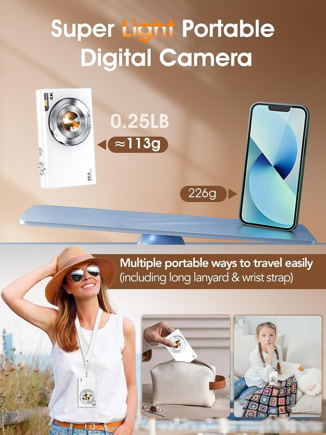 4K 48MP Digital Camera Autofocus Zoom Camera w 32GB & Batteries