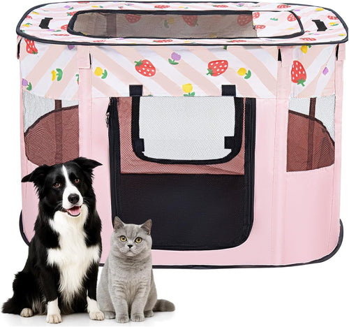 Foldable Pet Playpen Portable Puppy Crate, Soft Indoor Outdoor Dog Cat Tent