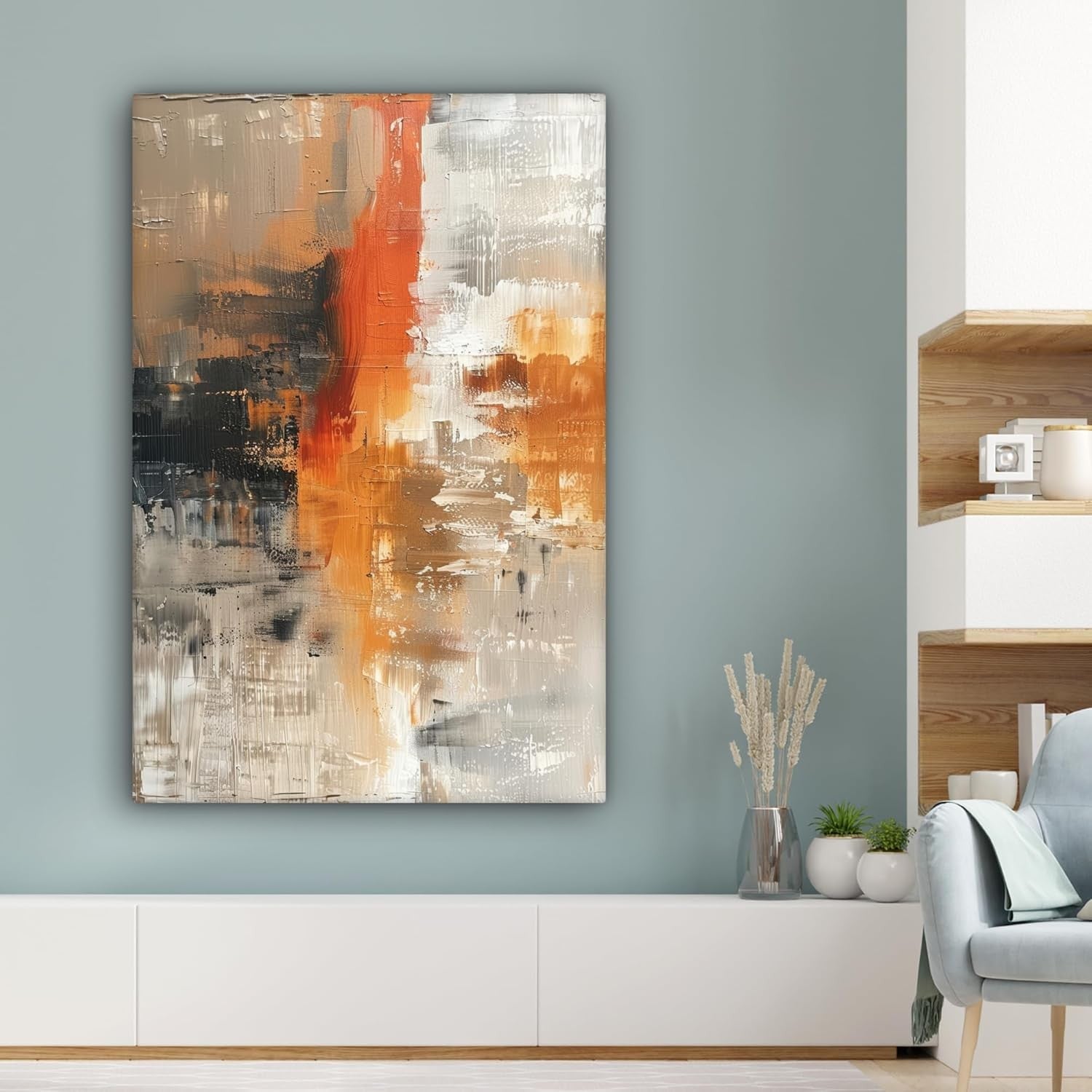 Large Abstract Canvas Wall Art Modern Gold Grey 80x120cm Living Room Decor