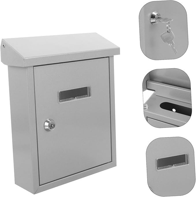 Wall Mounted Stainless Steel Mailbox Silver Retro Post Box Outdoor Waterproof