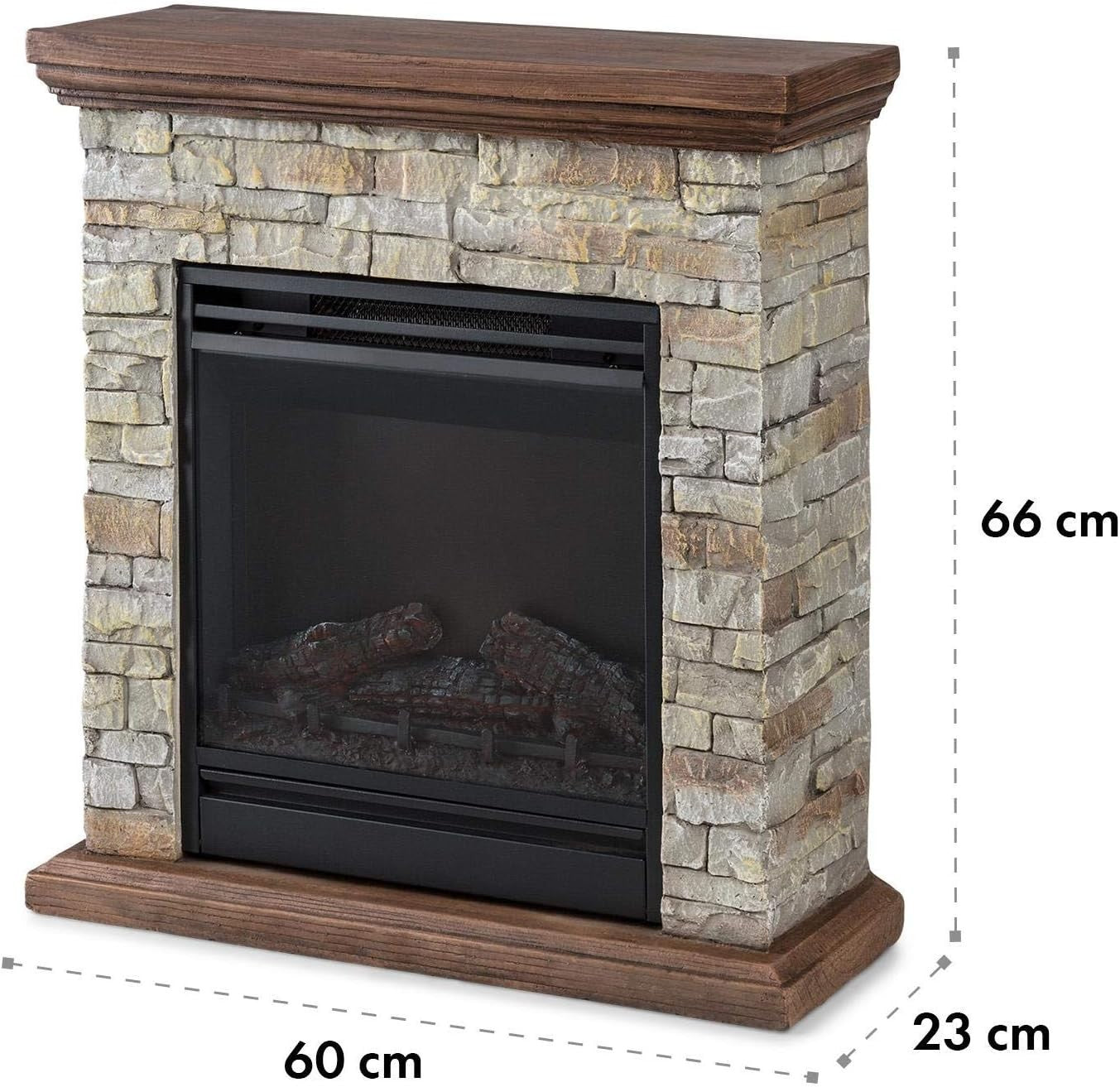 Electric Fireplace 1800W LED Flame Log Effect Heater with Remote Control