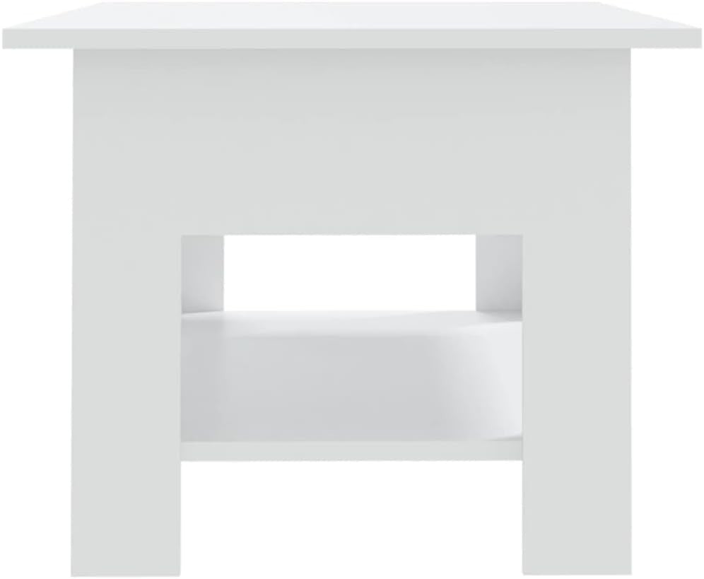 Modern Rectangular Coffee Table with Storage Shelf – Stylish, Durable White