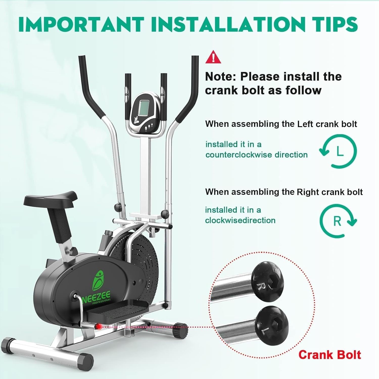 2-in-1 Home Elliptical Cross Trainer with LCD Monitor & Adjustable Resistance