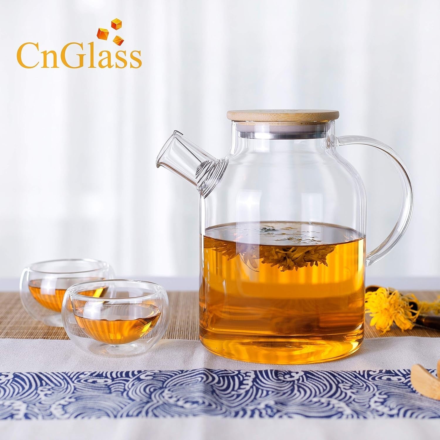 1.5L Glass Teapot with Infuser Stovetop Safe Loose Leaf Tea Maker