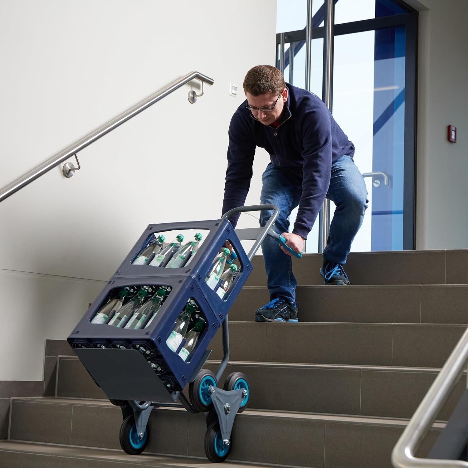 Relaxdays Stair Climber Hand Truck 200kg Folding Trolley 6-Wheel Solid Tyres