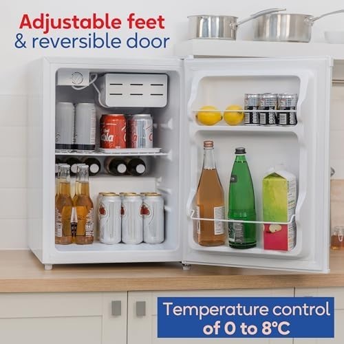 66L Mini Fridge Countertop Manual Temp Control Reversible White Compact