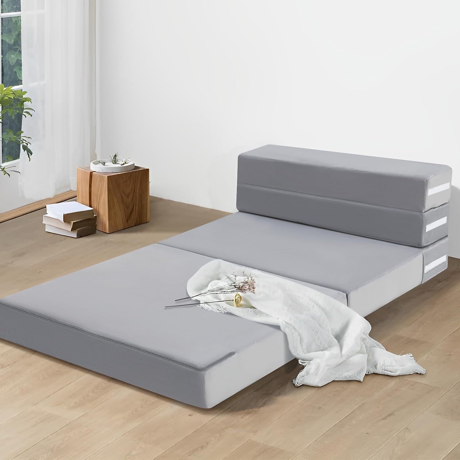 Folding Sofa Bed Mattress Chair Z Bed Futon Single Guest Lounger Grey